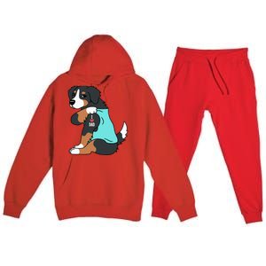 Bernese Mountain Dog I Love Dad Funny Dog Premium Hooded Sweatsuit Set