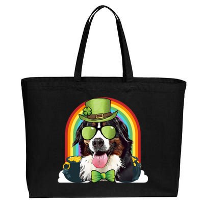 Bernese Mountain Dog Leprechaun Funny St Patricks Day Gift Cotton Canvas Jumbo Tote