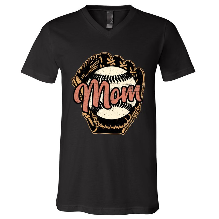 Baseball Mom Design, Wo Baseball Design, Baseball Lover V-Neck T-Shirt