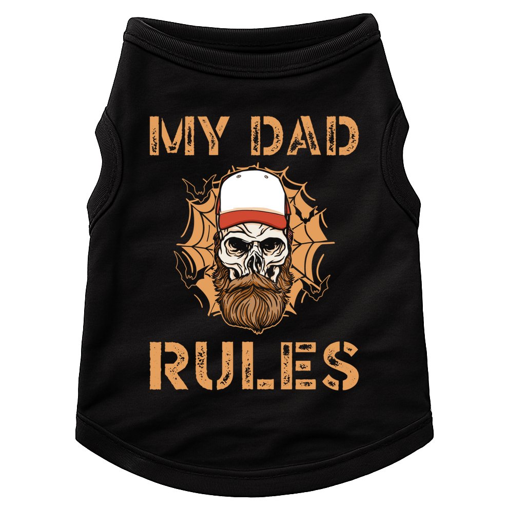 Baseball My Dad Rules Daddy Halloween Fathers Day Skeleton Gift Doggie Tank