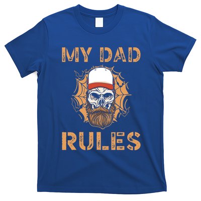 Baseball My Dad Rules Daddy Halloween Fathers Day Skeleton Gift T-Shirt