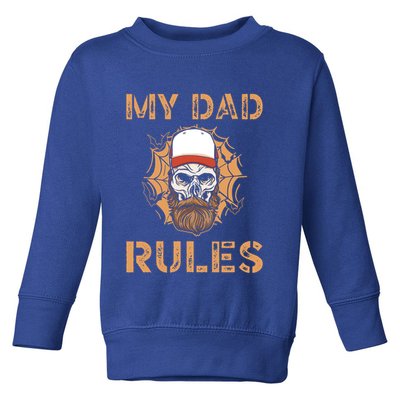 Baseball My Dad Rules Daddy Halloween Fathers Day Skeleton Gift Toddler Sweatshirt