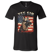 Belgian Malinois Dog Breed Yes Sir V-Neck T-Shirt