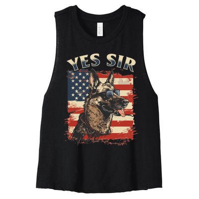 Belgian Malinois Dog Breed Yes Sir Women's Racerback Cropped Tank