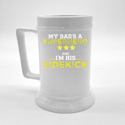 BBoys My Dads A Superhero And Im His Sidekick For Father Day Beer Stein