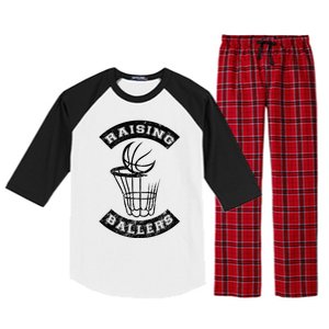 Basketball Mom Dad Mother Father Parenting Gift Raising Ballers Cute Gift Raglan Sleeve Pajama Set