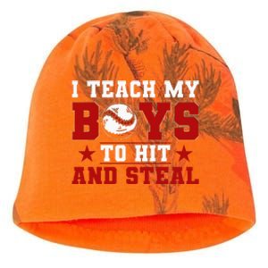 Baseball Mom Dad I Teach My To Hit And Steal Kati - Camo Knit Beanie