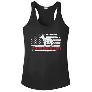 Belgian Malinois Dad Distressed American Flag Patriotic Dog Ladies PosiCharge Competitor Racerback Tank