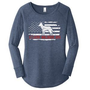 Belgian Malinois Dad Distressed American Flag Patriotic Dog Women's Perfect Tri Tunic Long Sleeve Shirt