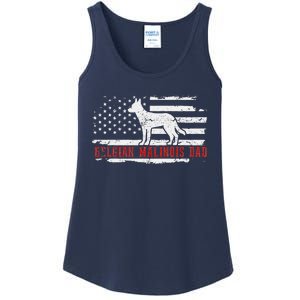 Belgian Malinois Dad Distressed American Flag Patriotic Dog Ladies Essential Tank