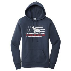 Belgian Malinois Dad Distressed American Flag Patriotic Dog Women's Pullover Hoodie