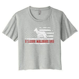 Belgian Malinois Dad Distressed American Flag Patriotic Dog Women's Crop Top Tee