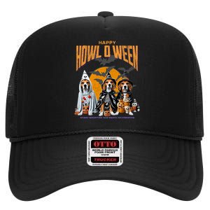 Beagle Mom Dad Halloween Lovers High Crown Mesh Back Trucker Hat