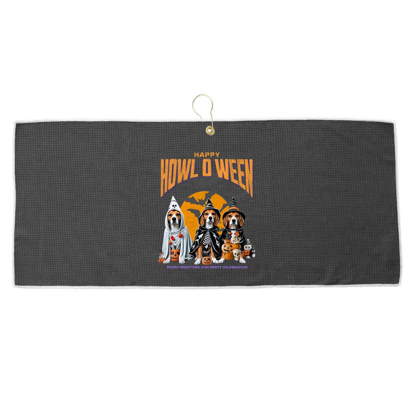 Beagle Mom Dad Halloween Lovers Large Microfiber Waffle Golf Towel