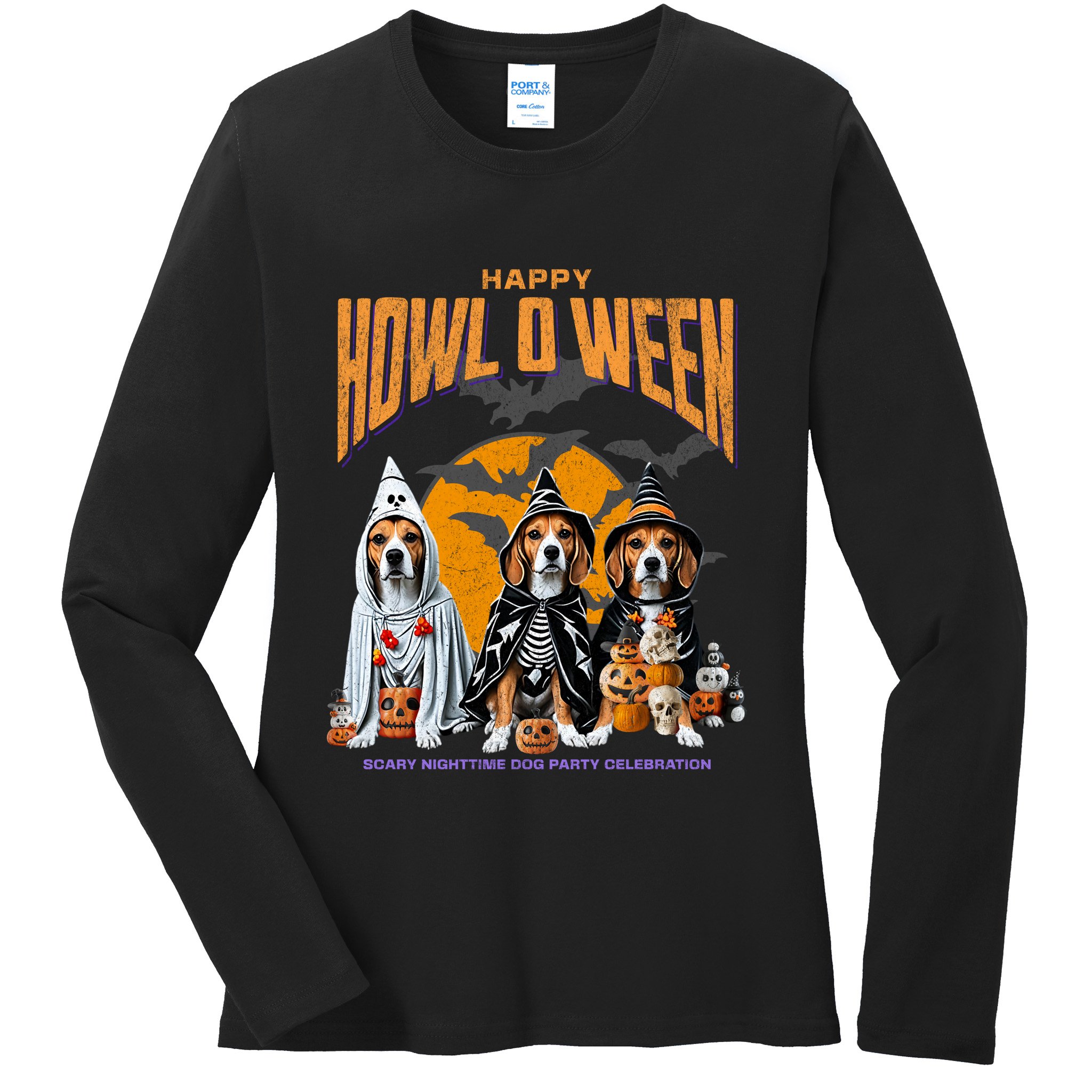 Beagle Mom Dad Halloween Lovers Ladies Long Sleeve Shirt