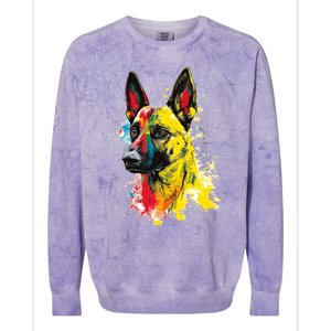 Belgian Malinois Dog Graphic Pet Art Belgian Malinois Colorblast Crewneck Sweatshirt