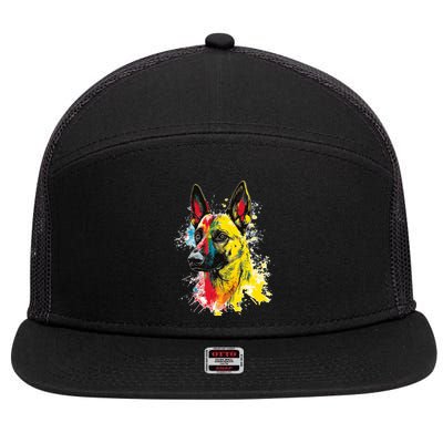 Belgian Malinois Dog Graphic Pet Art Belgian Malinois 7 Panel Mesh Trucker Snapback Hat