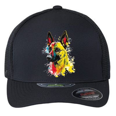 Belgian Malinois Dog Graphic Pet Art Belgian Malinois Flexfit Unipanel Trucker Cap
