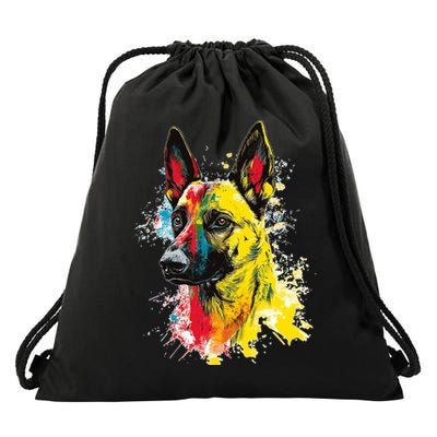 Belgian Malinois Dog Graphic Pet Art Belgian Malinois Drawstring Bag