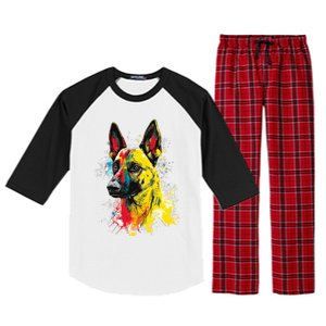 Belgian Malinois Dog Graphic Pet Art Belgian Malinois Raglan Sleeve Pajama Set