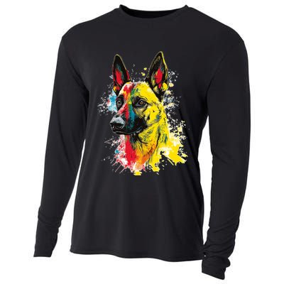 Belgian Malinois Dog Graphic Pet Art Belgian Malinois Cooling Performance Long Sleeve Crew