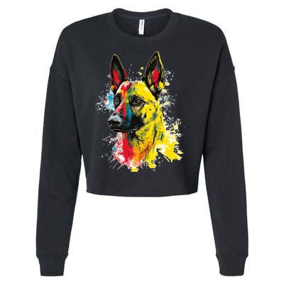 Belgian Malinois Dog Graphic Pet Art Belgian Malinois Cropped Pullover Crew