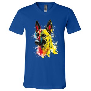 Belgian Malinois Dog Graphic Pet Art Belgian Malinois V-Neck T-Shirt