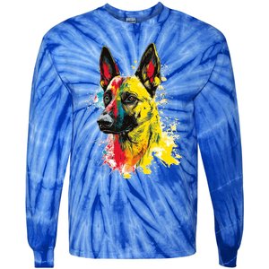 Belgian Malinois Dog Graphic Pet Art Belgian Malinois Tie-Dye Long Sleeve Shirt