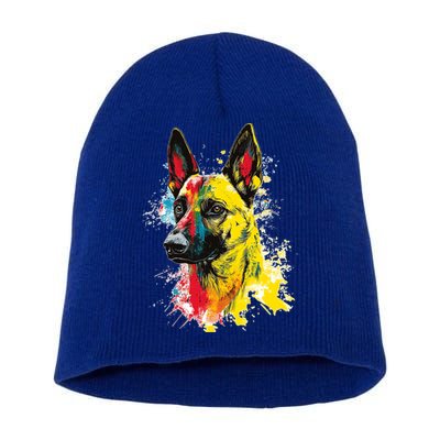 Belgian Malinois Dog Graphic Pet Art Belgian Malinois Short Acrylic Beanie