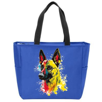 Belgian Malinois Dog Graphic Pet Art Belgian Malinois Zip Tote Bag