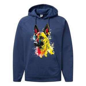 Belgian Malinois Dog Graphic Pet Art Belgian Malinois Performance Fleece Hoodie