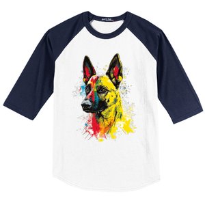 Belgian Malinois Dog Graphic Pet Art Belgian Malinois Baseball Sleeve Shirt