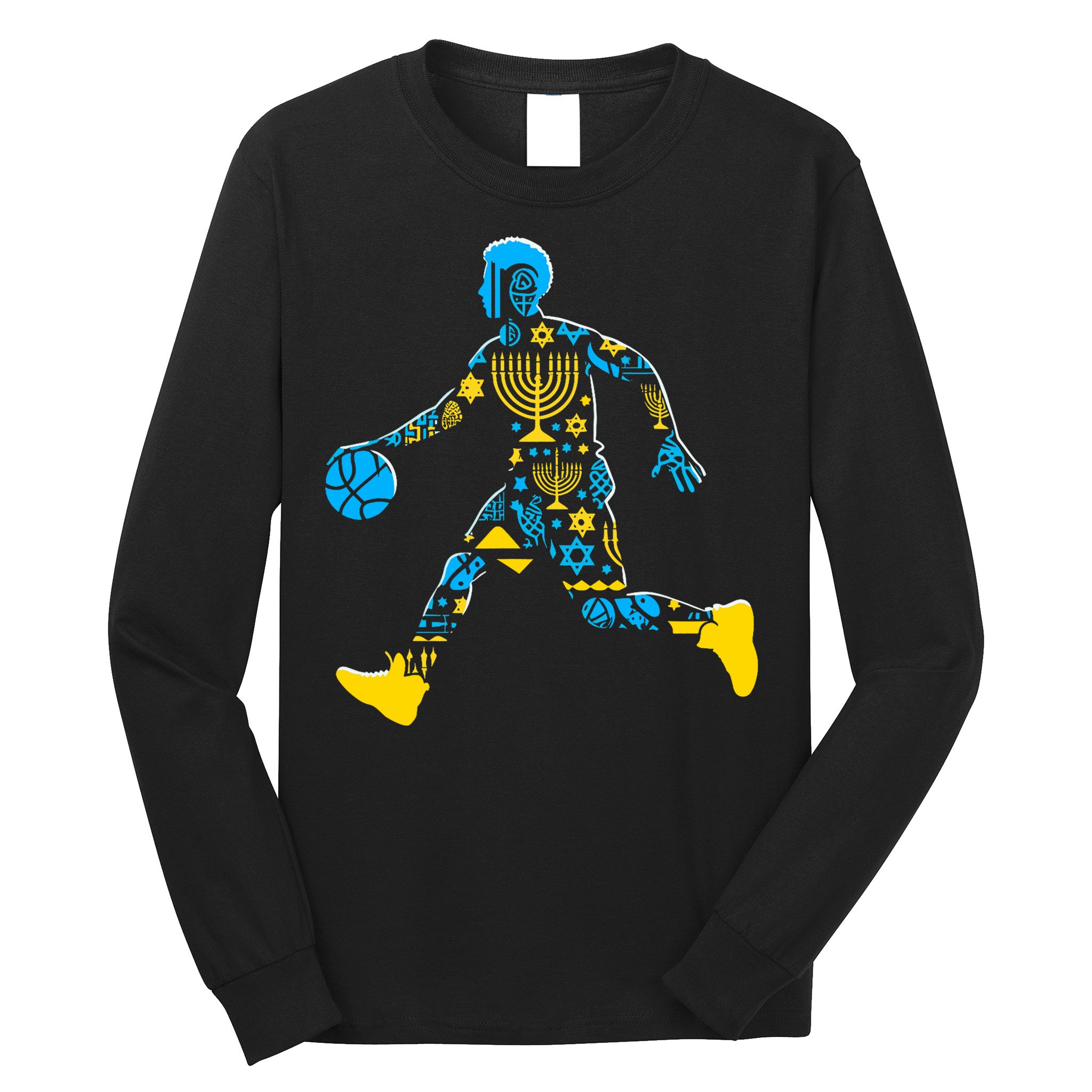 Basketball Menorah Dreidel Jewish Hanukkah Long Sleeve Shirt