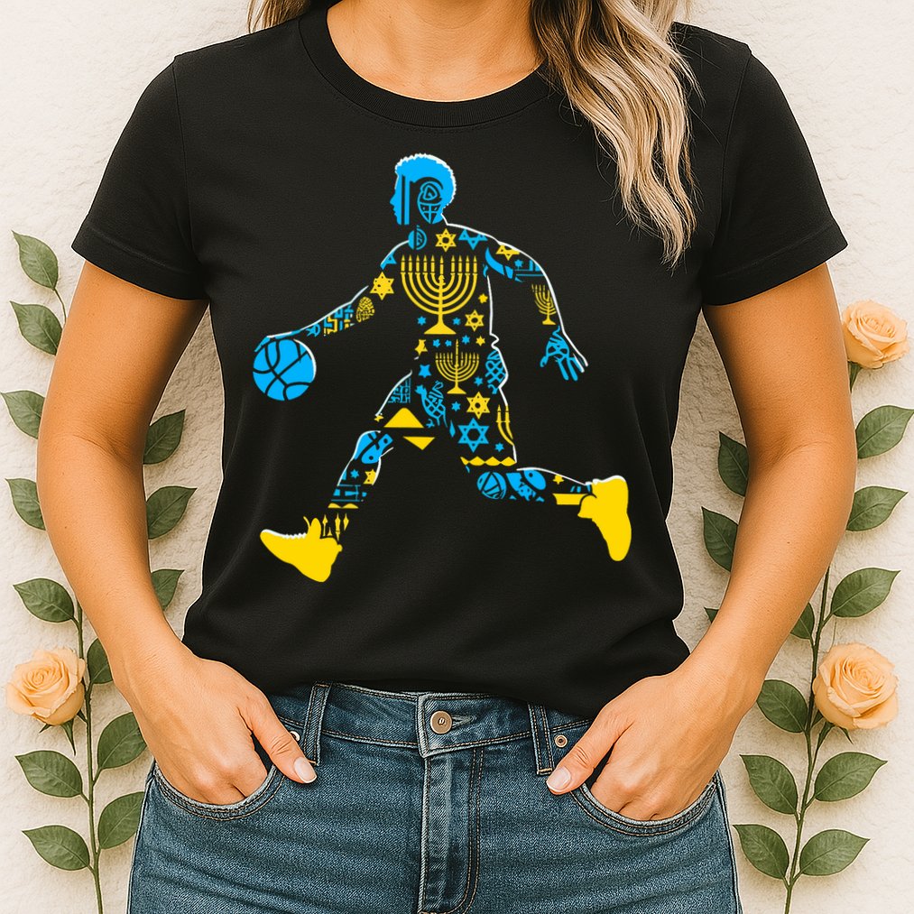 Basketball Menorah Dreidel Jewish Hanukkah Womens T-Shirt