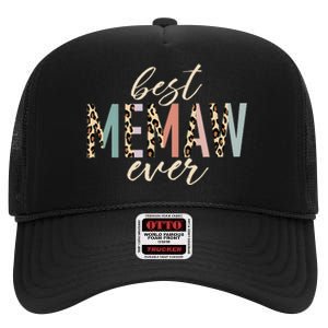 Best Memaw Ever Gifts Leopard funny Mothers Day High Crown Mesh Back Trucker Hat