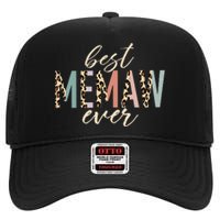 Best Memaw Ever Gifts Leopard funny Mothers Day High Crown Mesh Back Trucker Hat