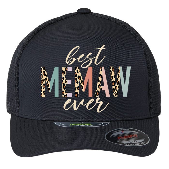 Best Memaw Ever Gifts Leopard funny Mothers Day Flexfit Unipanel Trucker Cap