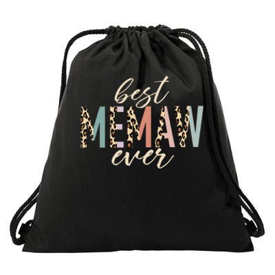 Best Memaw Ever Gifts Leopard funny Mothers Day Drawstring Bag