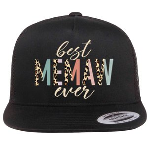 Best Memaw Ever Gifts Leopard funny Mothers Day Flat Bill Trucker Hat