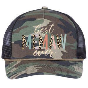 Best Memaw Ever Gifts Leopard funny Mothers Day Retro Rope Trucker Hat Cap