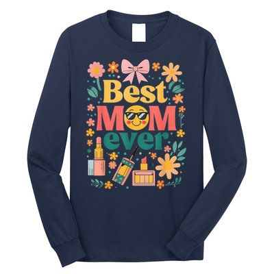 Best Mom Ever Wildflower Mama Mother'S Day Retro Floral Mom Long Sleeve Shirt