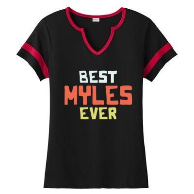 Best Myles Ever Personalized Name Custom Nickname Couples Cute Gift Ladies Halftime Notch Neck Tee