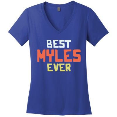 Best Myles Ever Personalized Name Custom Nickname Couples Cute Gift Women's V-Neck T-Shirt