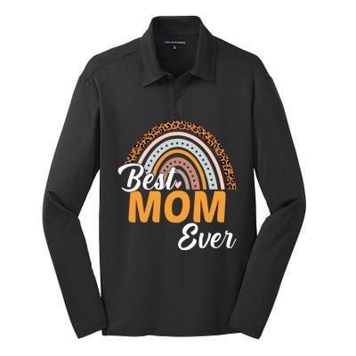 Best Mom Ever Leopard Rainbow Cute Mothers Day Mom Rainbow Gift Silk Touch Performance Long Sleeve Polo