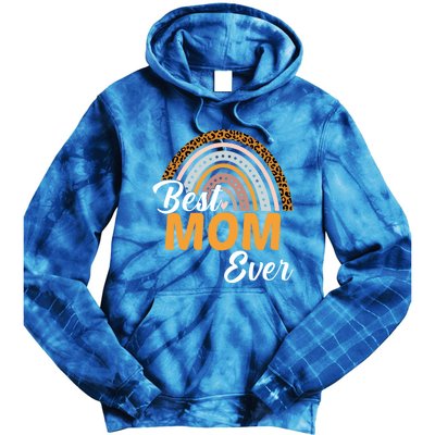 Best Mom Ever Leopard Rainbow Cute Mothers Day Mom Rainbow Gift Tie Dye Hoodie