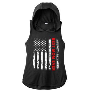 Best Mom Ever US American Flag Graphic Tee Mothers Day Ladies PosiCharge Tri-Blend Wicking Draft Hoodie Tank