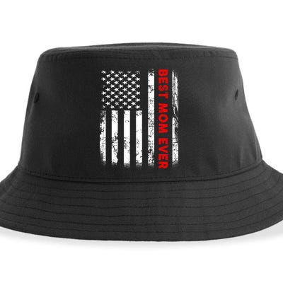 Best Mom Ever US American Flag Graphic Tee Mothers Day Sustainable Bucket Hat