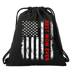 Best Mom Ever US American Flag Graphic Tee Mothers Day Drawstring Bag