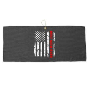 Best Mom Ever US American Flag Graphic Tee Mothers Day Large Microfiber Waffle Golf Towel