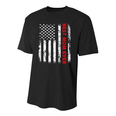 Best Mom Ever US American Flag Graphic Tee Mothers Day Youth Performance Sprint T-Shirt